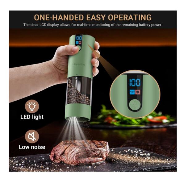 Electric Salt&Pepper Grinder Set Rechargeable LED Adjustable Coarseness, 120ml - Picture 3 of 7